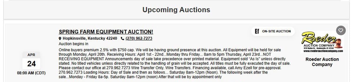 spring auction postcard